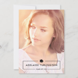 Modern Black Overlay Full Photo Graduation Invitation