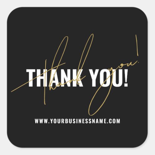 Modern black packaging thank you square sticker