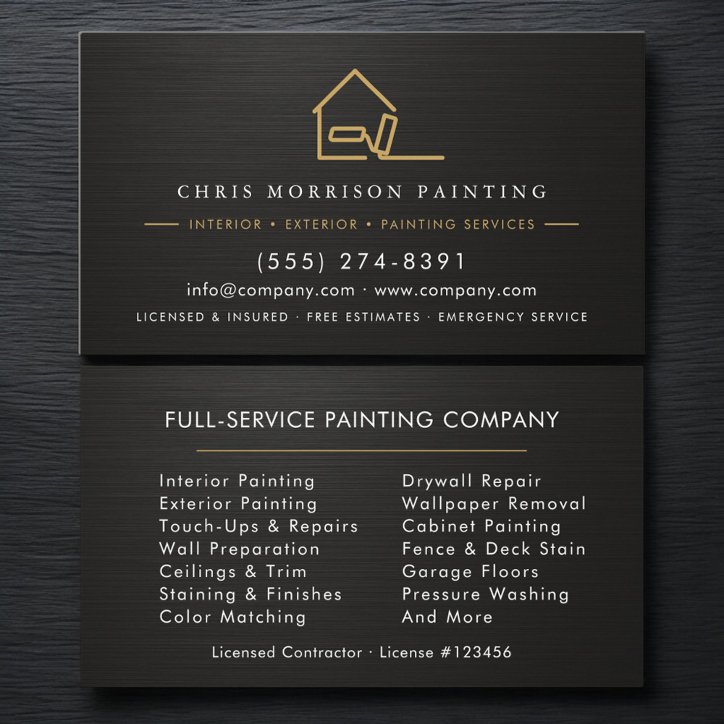 Modern Black Painter Metallic Business Card