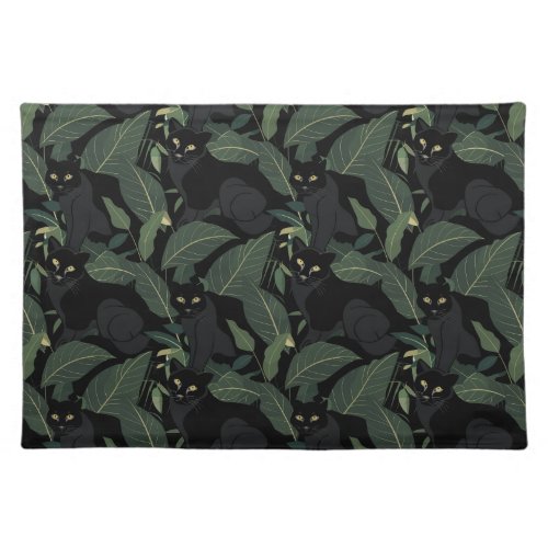 Modern black panther pattern cloth placemat