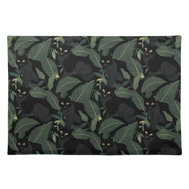 Modern black panther pattern cloth placemat (Front)