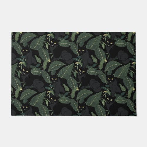 Modern black panther pattern doormat