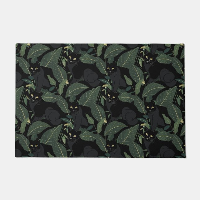 Modern black panther pattern doormat (Front)