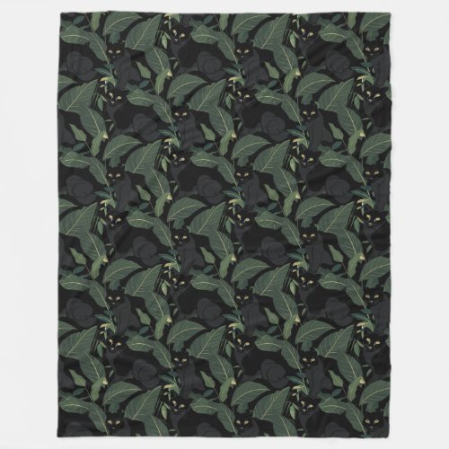 Modern black panther pattern fleece blanket