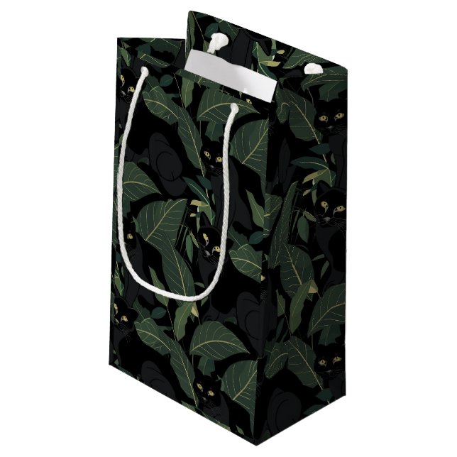 Modern black panther pattern small gift bag (Back Angled)