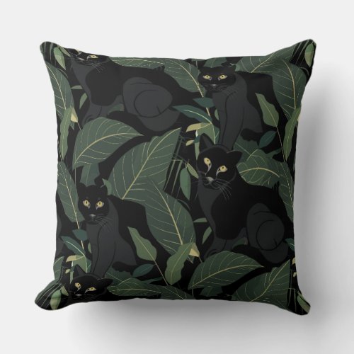 Modern Black panther pattern Throw Pillow