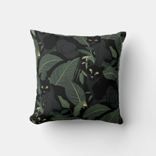 Modern Black panther pattern Throw Pillow