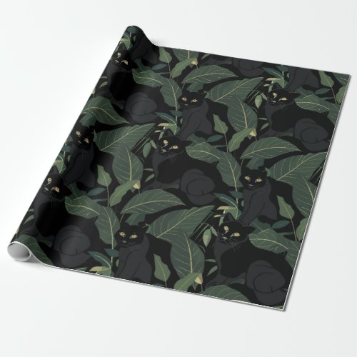 Modern black panther pattern wrapping paper