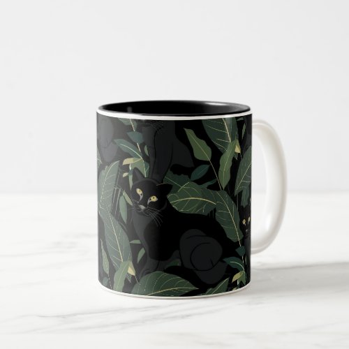 Modern black panther  Two_Tone coffee mug