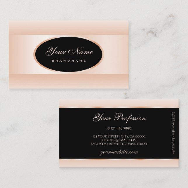 Modern Black Pastel Pink Ombre Oval Frame Elegant Business Card (Front/Back)
