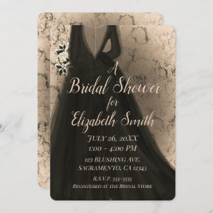 Modern Black & Peach Glow Glam Bride Bridal Shower Invitation