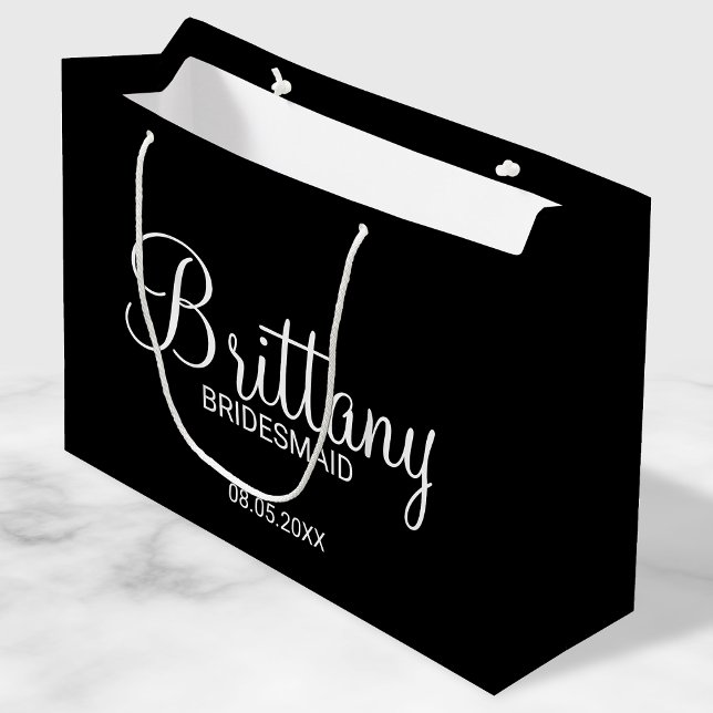 Modern Black Personalized Bridesmaids Large Gift Bag (Creator Uploaded)