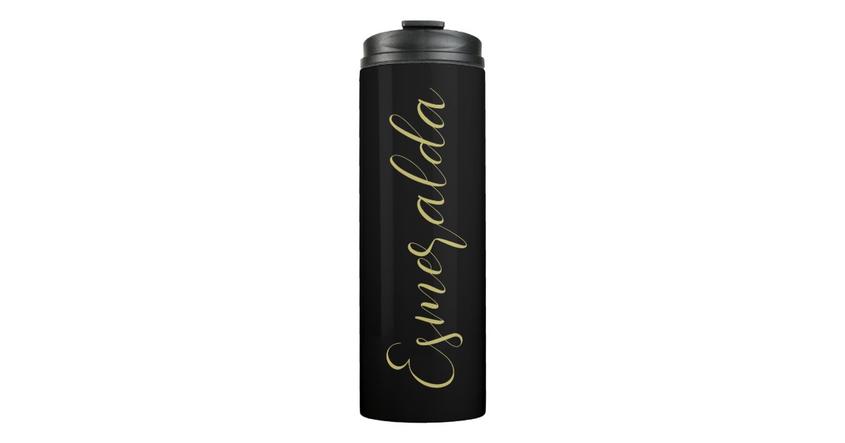 Modern Sage Green Personalized Black Typography Thermal Tumbler