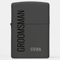 Modern Black Personalized Groomsman Zippo Lighter