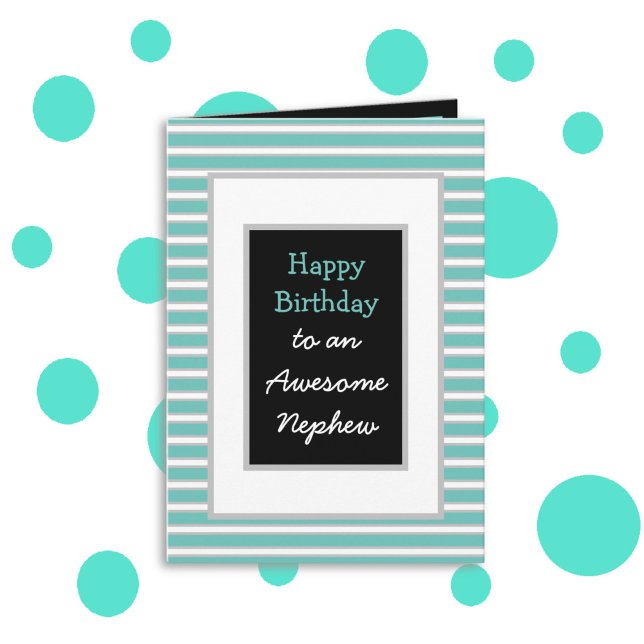 Modern Black Personalized Happy Birthday Nephew Card (Creator Uploaded)