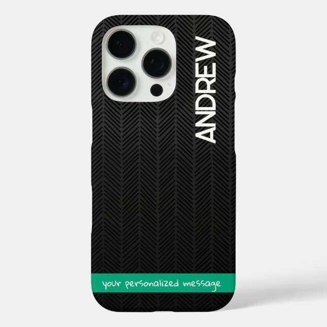 Modern Black Personalized iPhone Case With Message (Back)