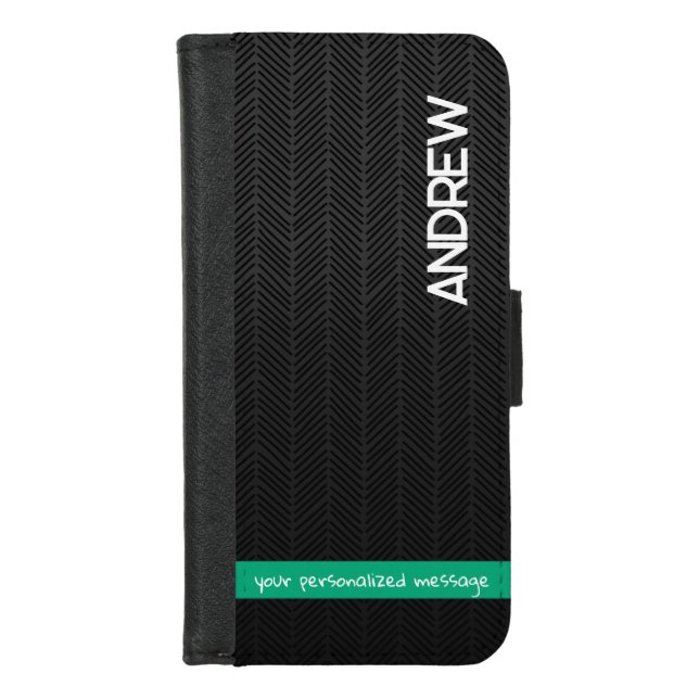 Modern Black Personalized iPhone  Wallet Case (Front)
