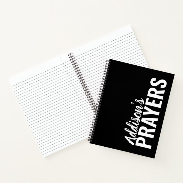 Modern Black Personalized Prayer Journal Notebook (Inside)