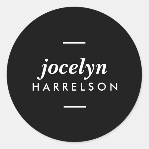 Modern Black Personalized Stickers