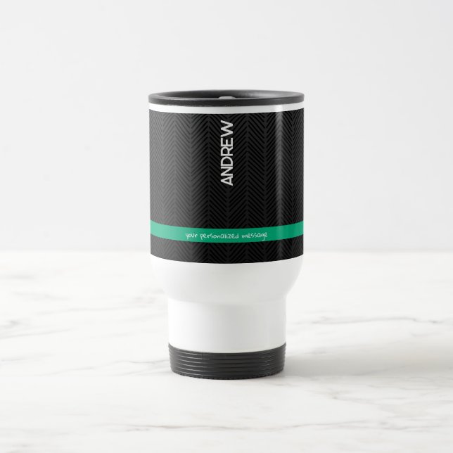 Modern Black Personalized  Travel Mug (Center)