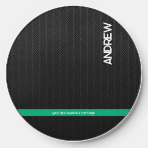 Modern Black Personalized Wireless Charger