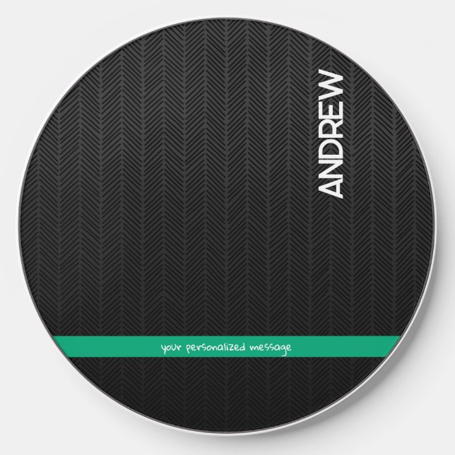 Modern Black Personalized  Wireless Charger (Front)