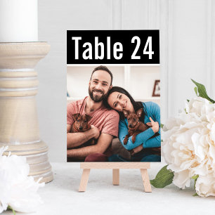 Modern Black Pet Photo Table Number Card
