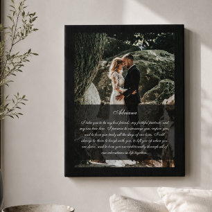 Modern Black Photo Anniversary Gift Wedding  Faux  Canvas Print