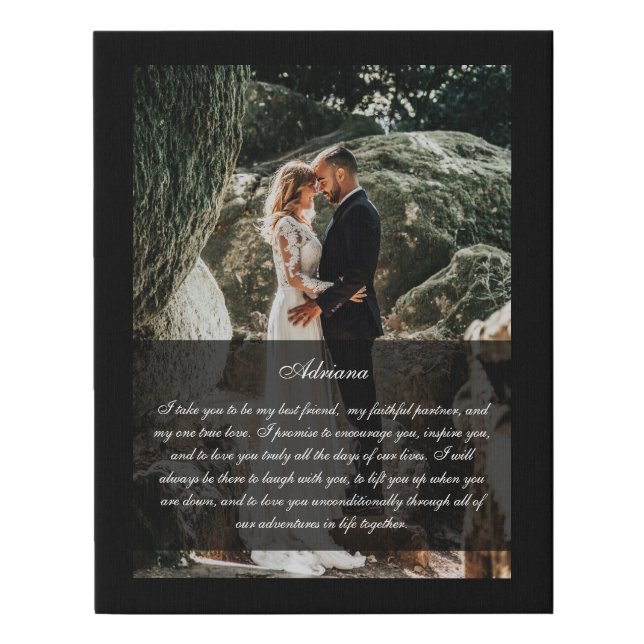 Modern Black Photo Anniversary Gift Wedding  Faux  Canvas Print (Front)