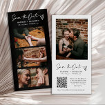 Modern Black Photo Booth Strip QR Code Save The Date<br><div class="desc">This simple modern and elegant save the date qr code invitation card with a black background exudes sophistication and beauty featuring your favorite photos and telling your love story in a stunning photo collage (photo strip). You can announce to your family and friends and save the date of your upcoming...</div>