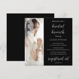 Modern Black Photo Bridal Shower Brunch Invitation