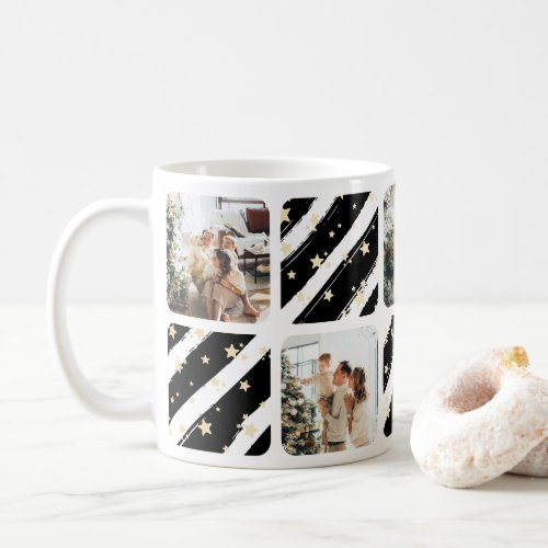 Modern Black Photo Christmas Holiday Coffee Mug
