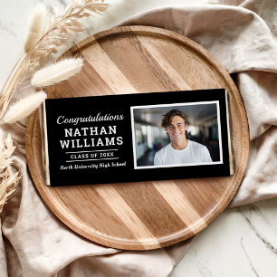 Modern Black Photo Congratulations Grad Hershey Bar Favors