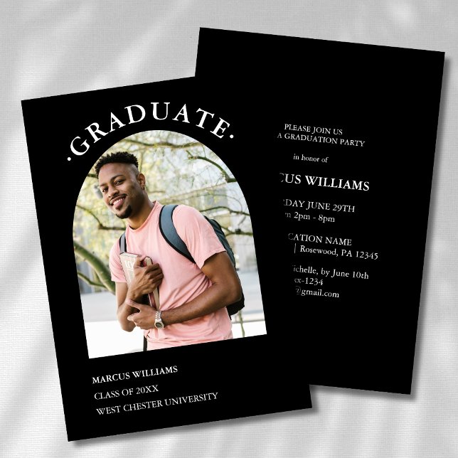 Modern Black Photo Graduation 2025 Invitation (Creator Uploaded)