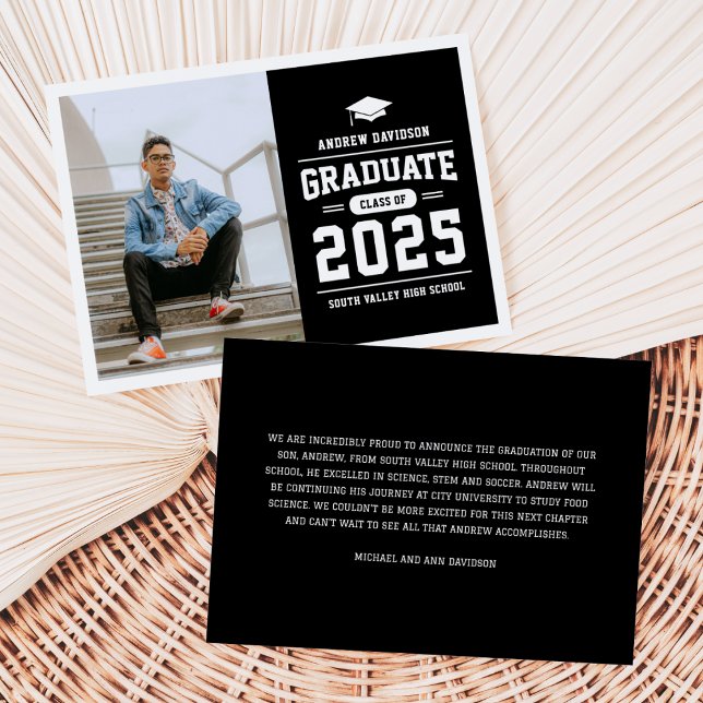 Modern Black Photo Graduation Announcement (Creator Uploaded)