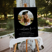 Modern Black Photo Graduation Welcome Sign