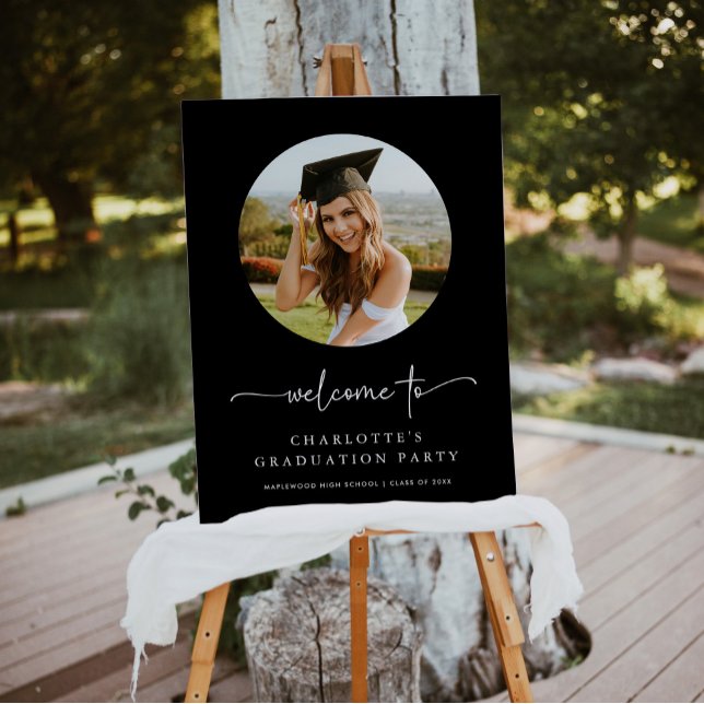 Modern Black Photo Graduation Welcome Sign (Creator Uploaded)
