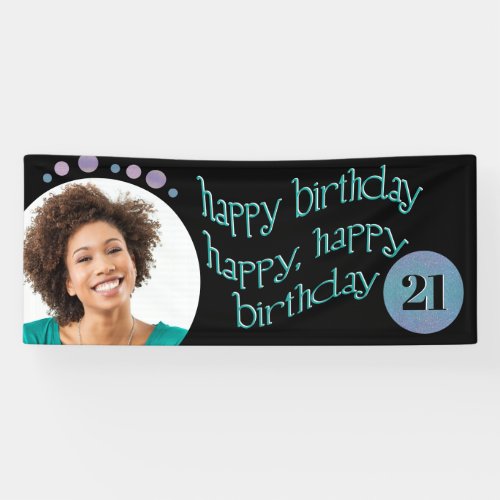 Modern Black Photo Happy Birthday Banner