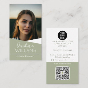 modern black Photo logo QR code professional Business Card