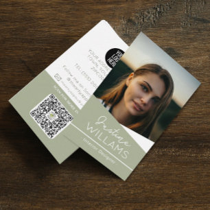 modern black Photo logo QR code professional Business Card