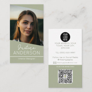 modern black Photo logo QR code professional Business Card
