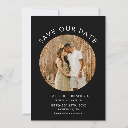 Modern Black Photo Save Our Dates Invitations