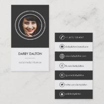 Modern Black Photo Social Media Business Card