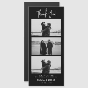 Modern Black Photo Strip Magnetic Wedding Thank Yo