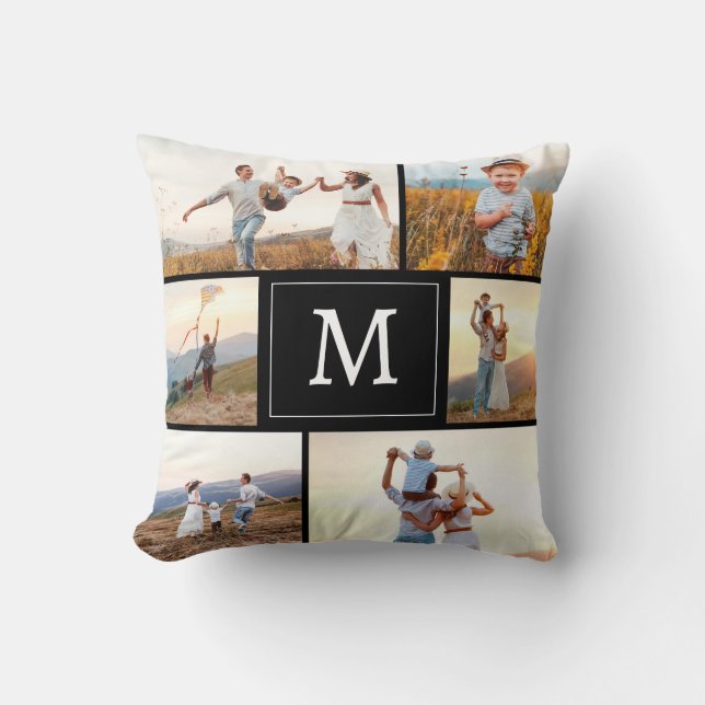 Modern Black Photo Throw Pillow (Front)