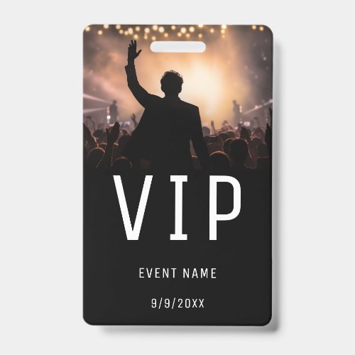 Modern Black Photo VIP Pass Concert Event Badge