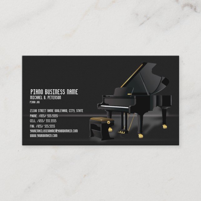 Modern Black Piano Business Plain Card* Business Card (Front)