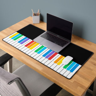 Modern Black Piano Colorful Keyboard Personalized Desk Mat