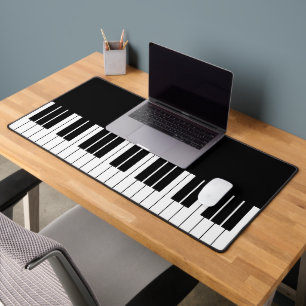 Modern Black Piano Keyboard Personalized Desk Mat