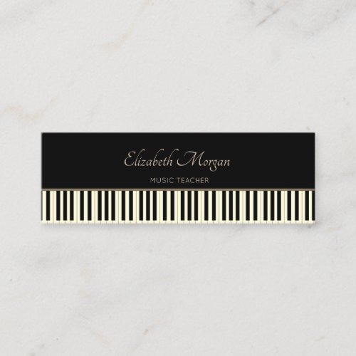Modern Black Piano Keys Music Teacher Mini Business Card
